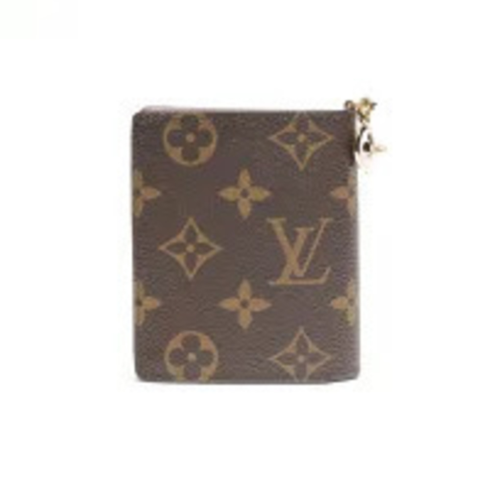 Louis Vuitton Monogram Pocket Wallet LV Charm Pink Bi fold Brown
